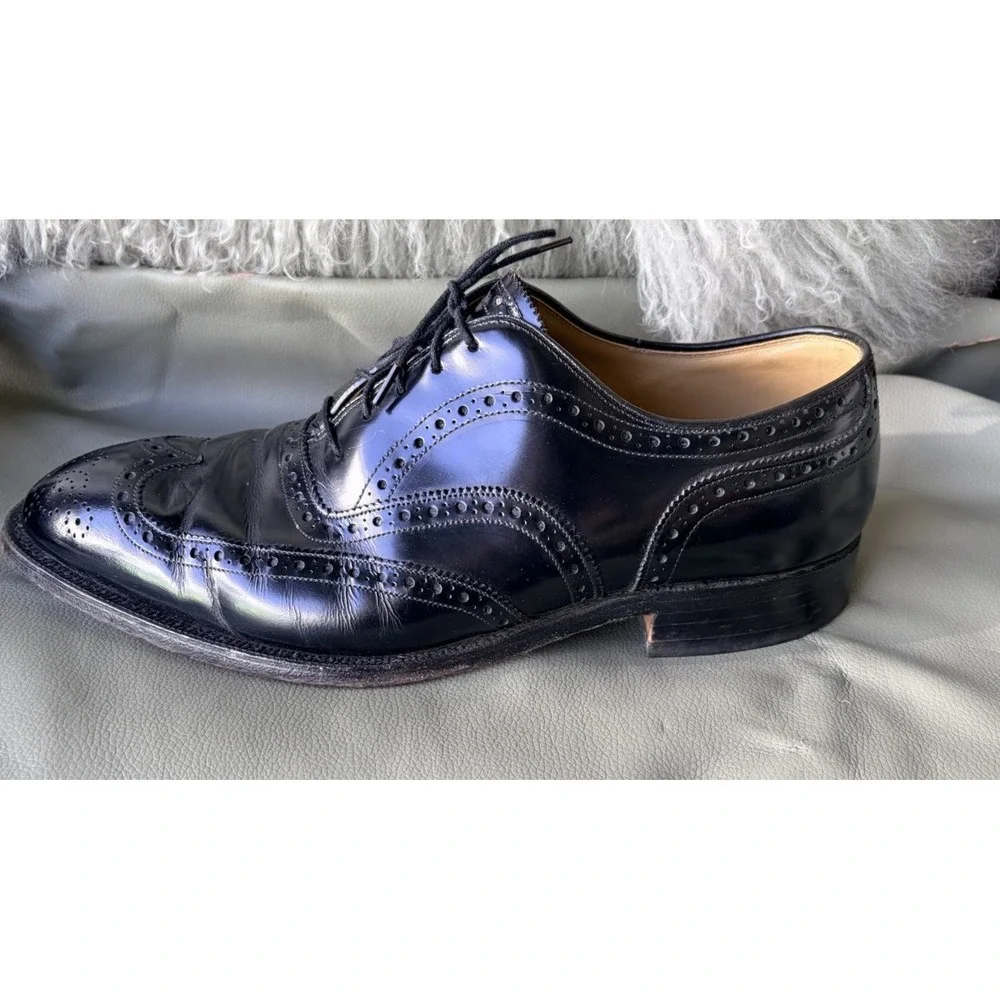 Vin.90's Johnston Murphy Aristocraft Black Lthr Wingtip Greenwich Oxford 9.5 EEE